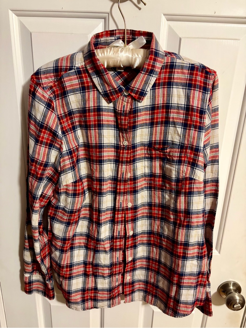 J. Crew Red, Blue & White Plaid Button-Down Shirt